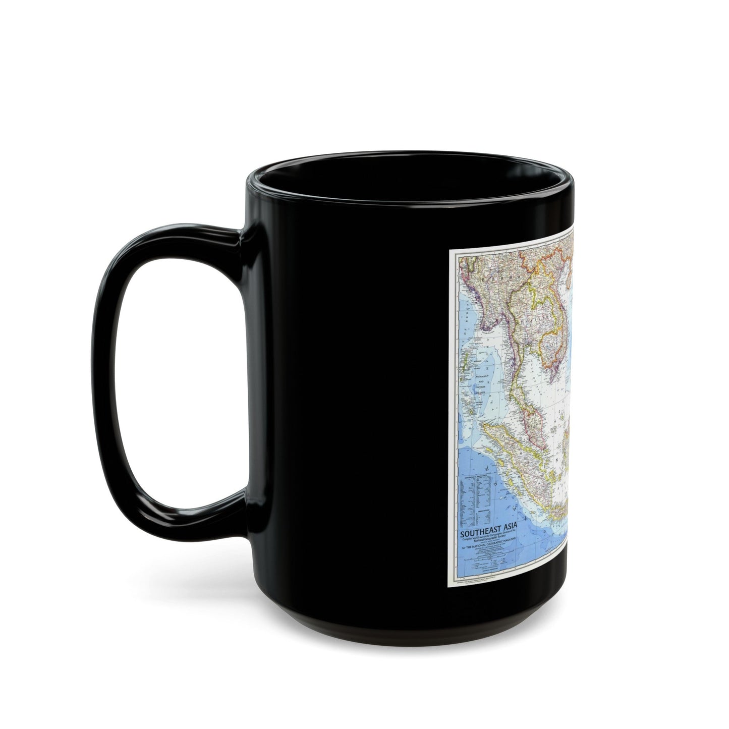 Asia - Southeast (1968) (Map) Black Coffee Mug-The Sticker Space