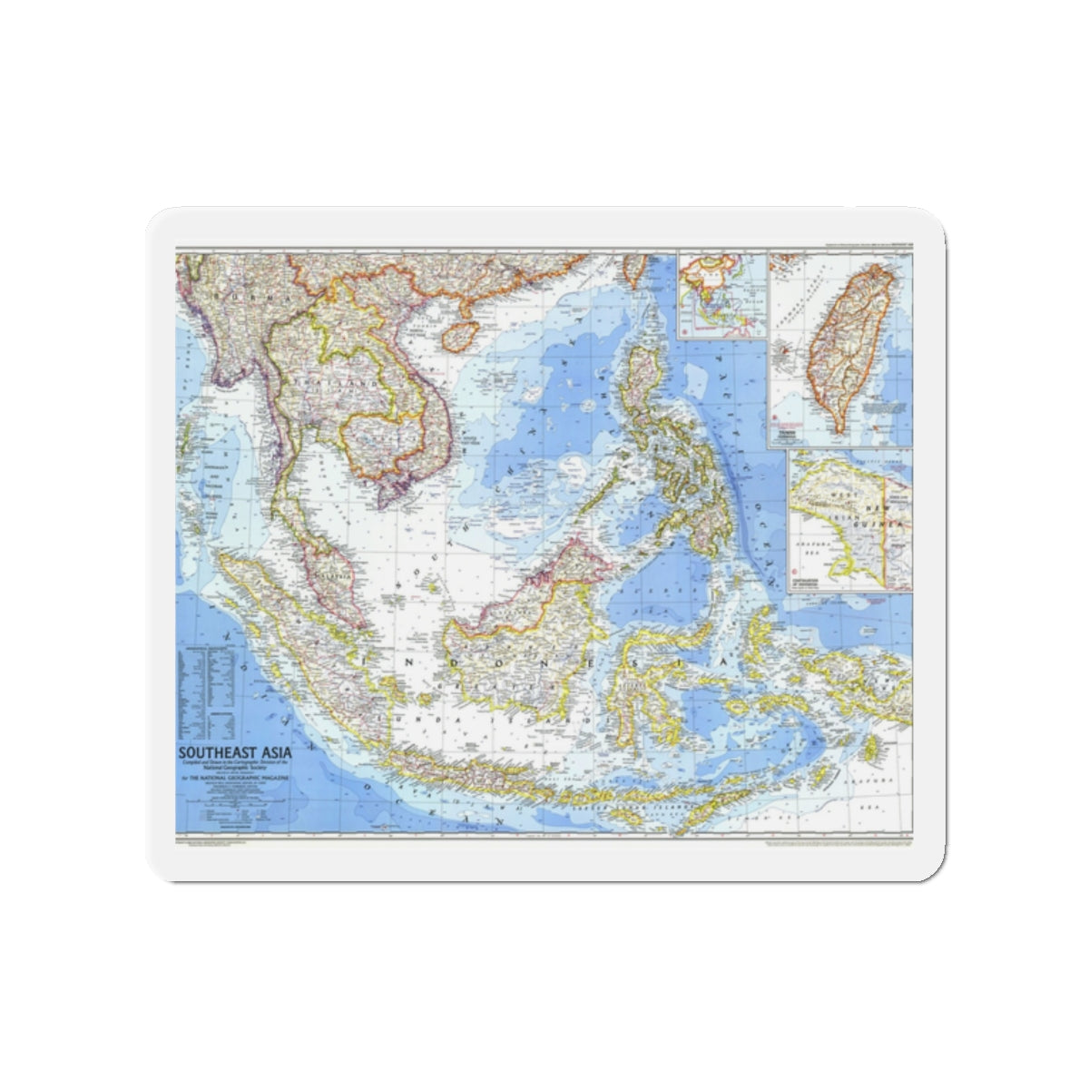 Asia - Southeast (1968) (Map) Refrigerator Magnet-2" x 2"-The Sticker Space