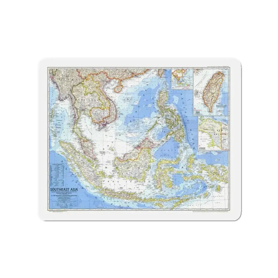 Asia - Southeast (1968) (Map) Refrigerator Magnet 3 Inch - The Sticker Space