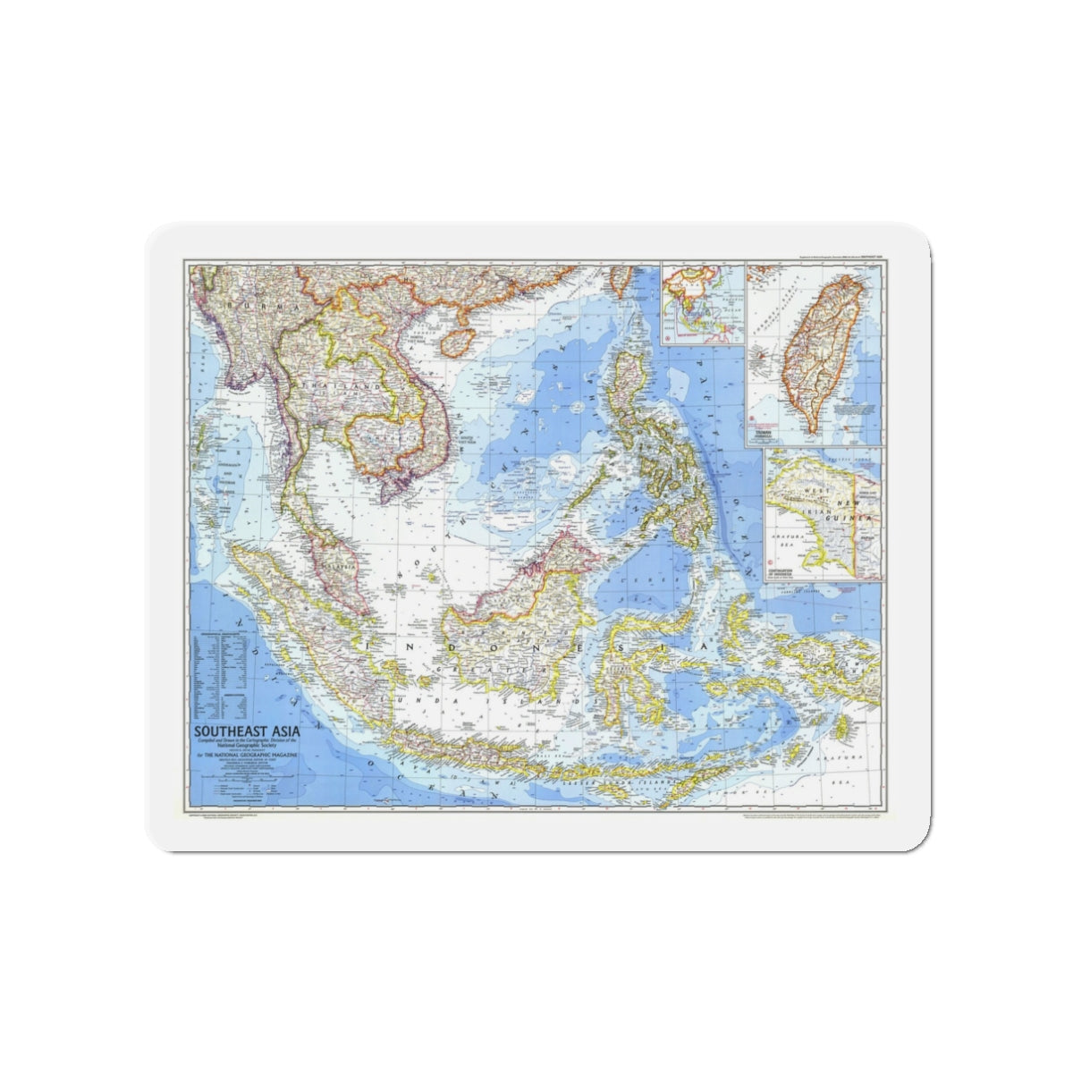 Asia - Southeast (1968) (Map) Refrigerator Magnet-3" x 3"-The Sticker Space