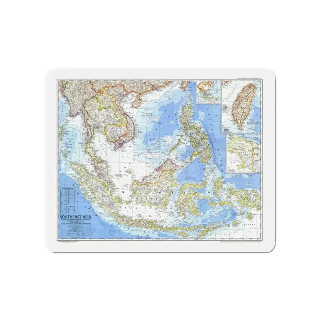 Asia - Southeast (1968) (Map) Refrigerator Magnet 4 Inch - The Sticker Space