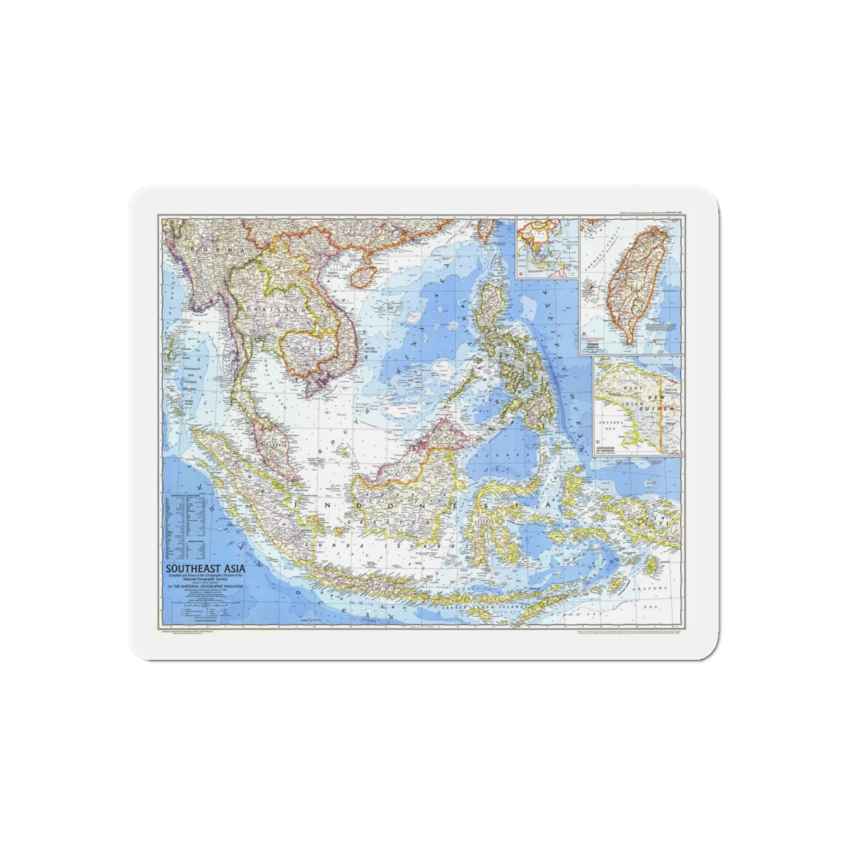 Asia - Southeast (1968) (Map) Refrigerator Magnet-6 × 6"-The Sticker Space