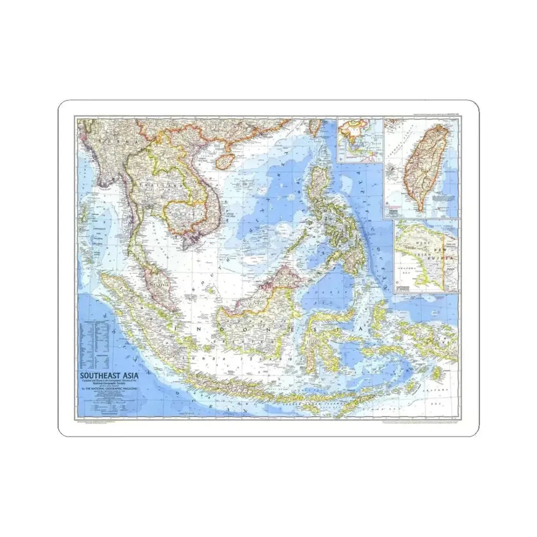 Asia - Southeast (1968) (Map) STICKER Vinyl Kiss-Cut Decal 3 Inch White - The Sticker Space
