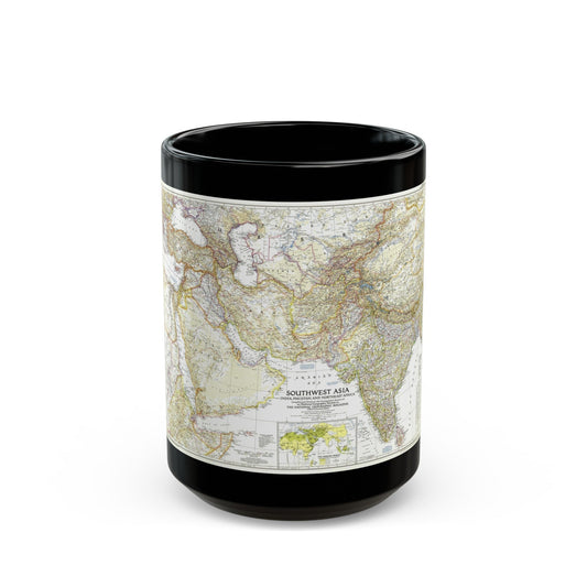 Asia - Southwest (1952) (Map) Black Coffee Mug-15oz-The Sticker Space