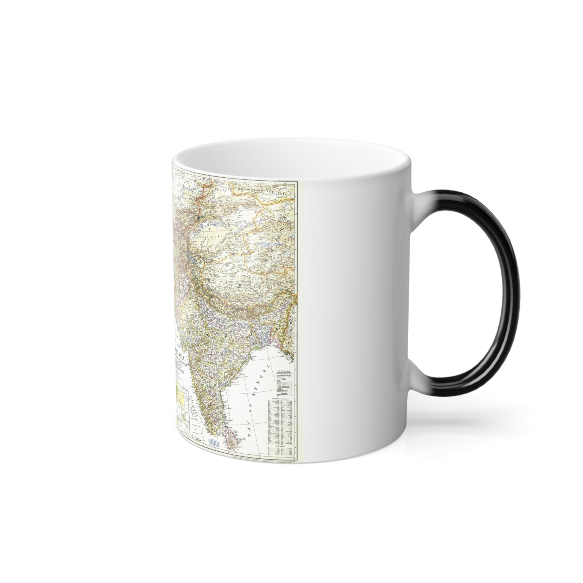 Asia - Southwest (1952) (Map) Color Changing Mug 11oz-11oz-The Sticker Space