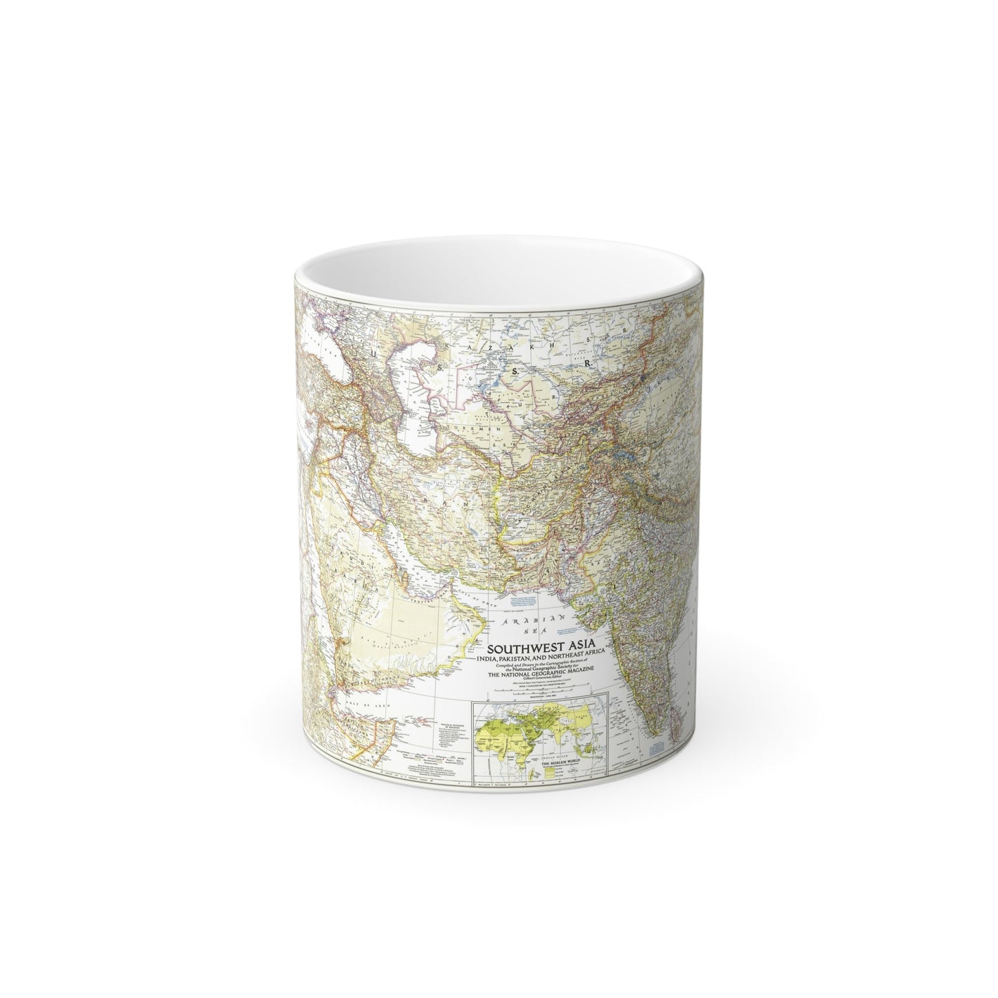 Asia - Southwest (1952) (Map) Color Changing Mug 11oz-11oz-The Sticker Space