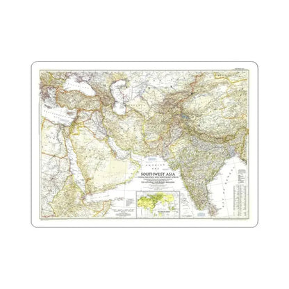 Asia - Southwest (1952) (Map) STICKER Vinyl Kiss-Cut Decal 6 Inch White - The Sticker Space