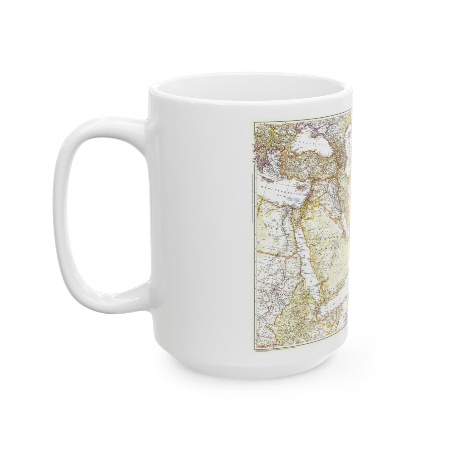 Asia - Southwest (1952) (Map) White Coffee Mug-The Sticker Space