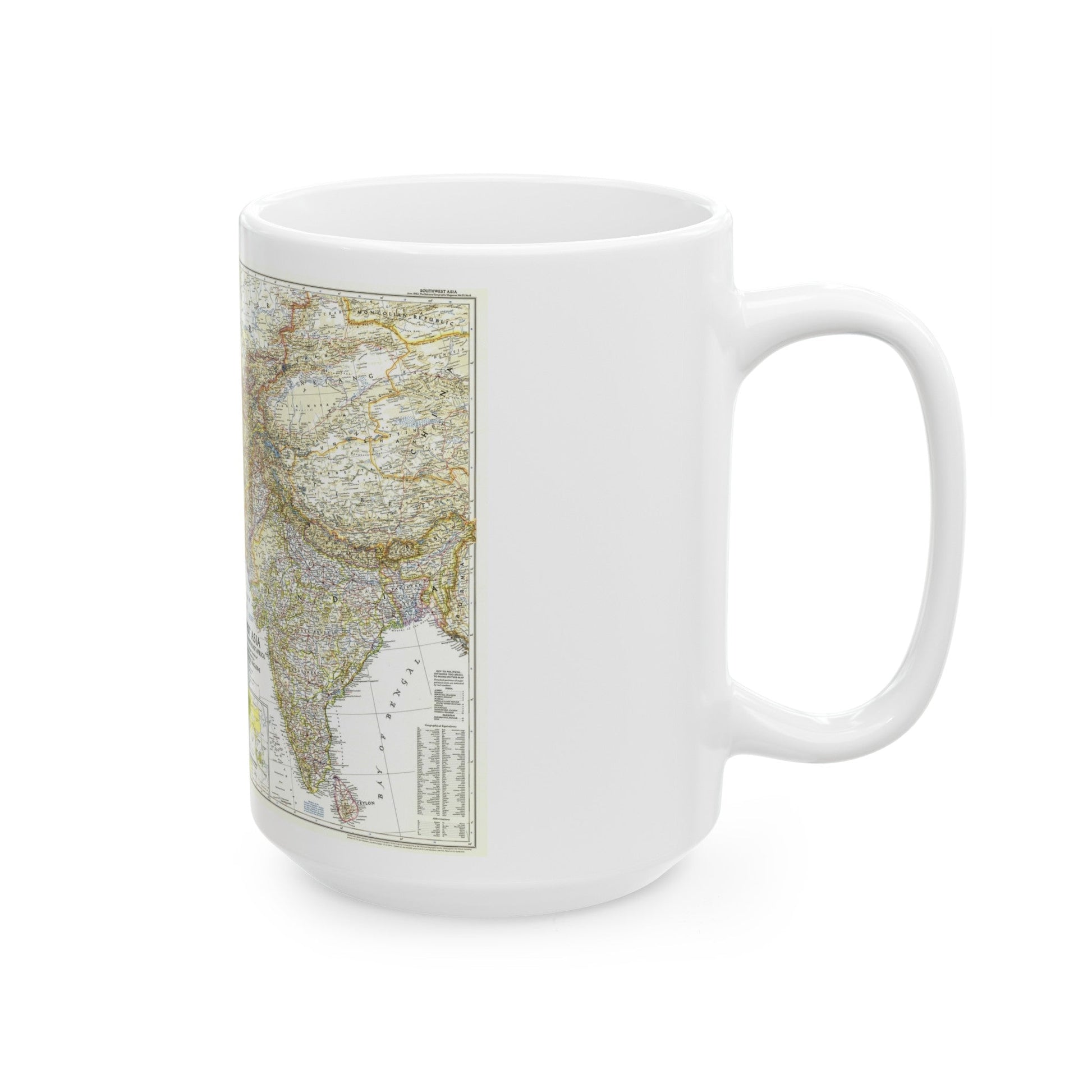 Asia - Southwest (1952) (Map) White Coffee Mug-The Sticker Space