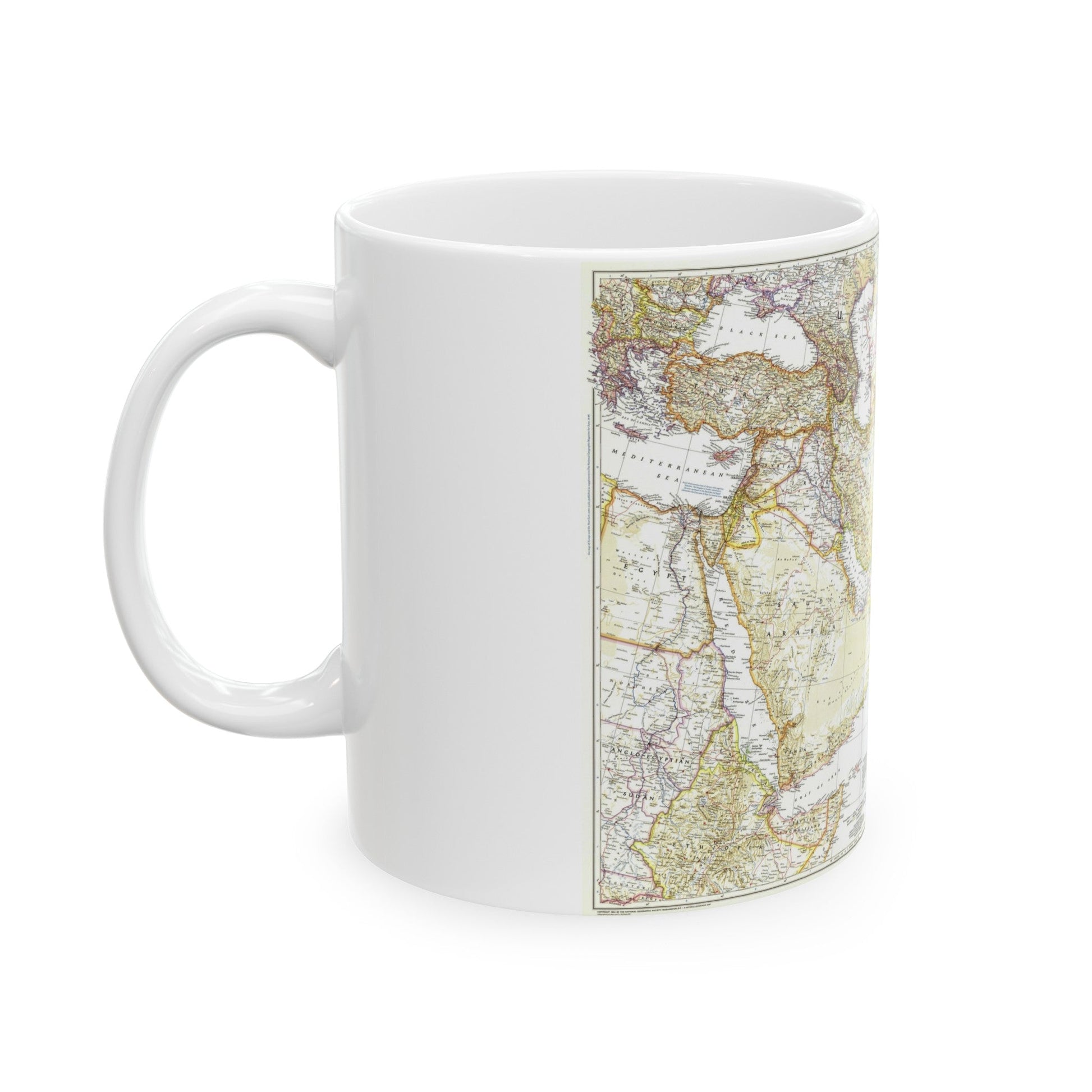 Asia - Southwest (1952) (Map) White Coffee Mug-The Sticker Space