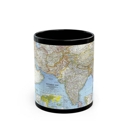 Asia - Southwest (1963) (Map) Black Coffee Mug-11oz-The Sticker Space