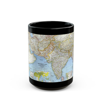 Asia - Southwest (1963) (Map) Black Coffee Mug-15oz-The Sticker Space