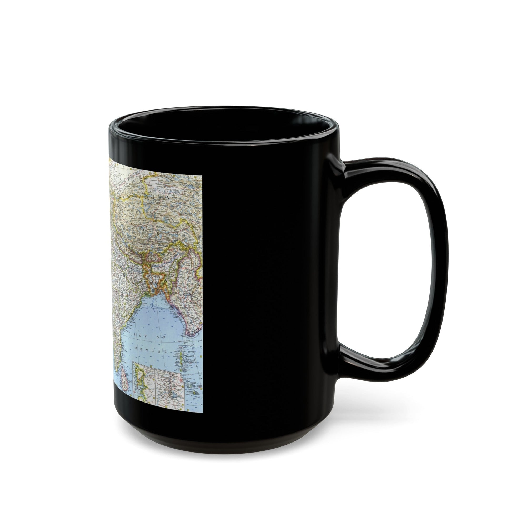 Asia - Southwest (1963) (Map) Black Coffee Mug-The Sticker Space