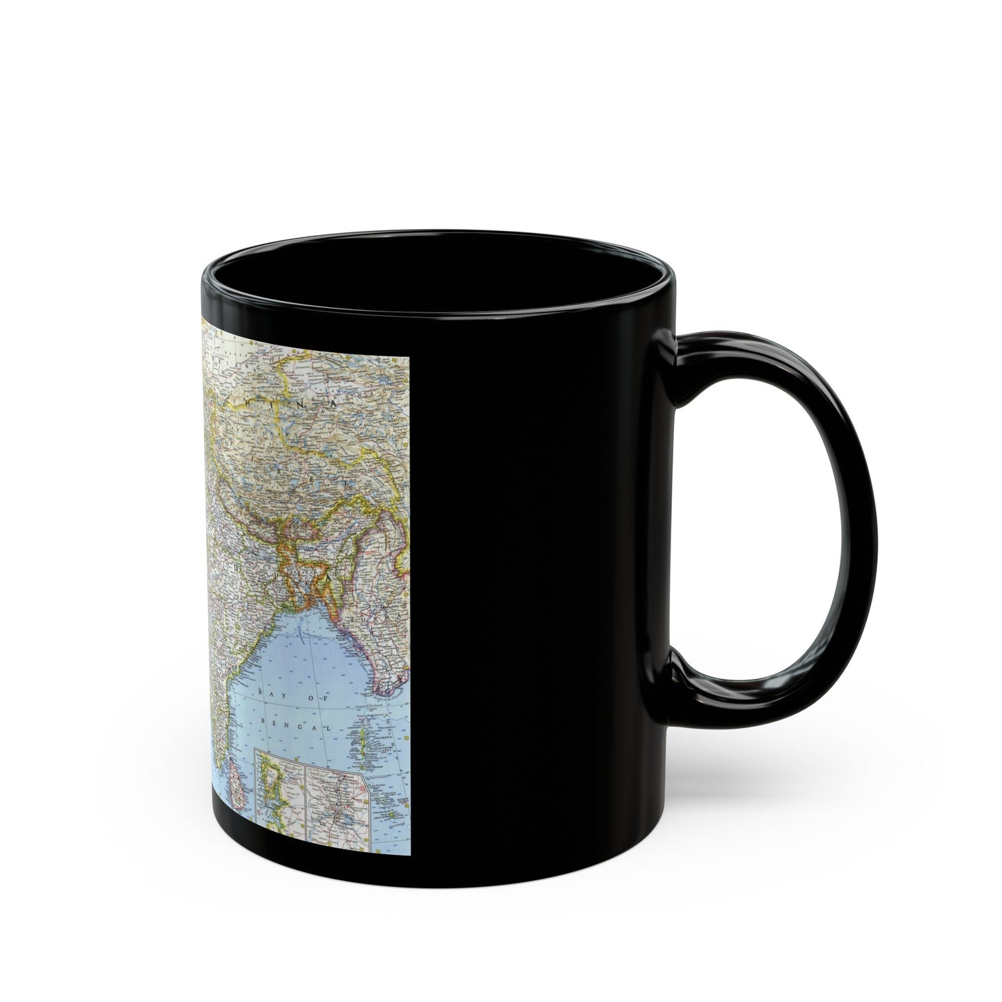 Asia - Southwest (1963) (Map) Black Coffee Mug-The Sticker Space