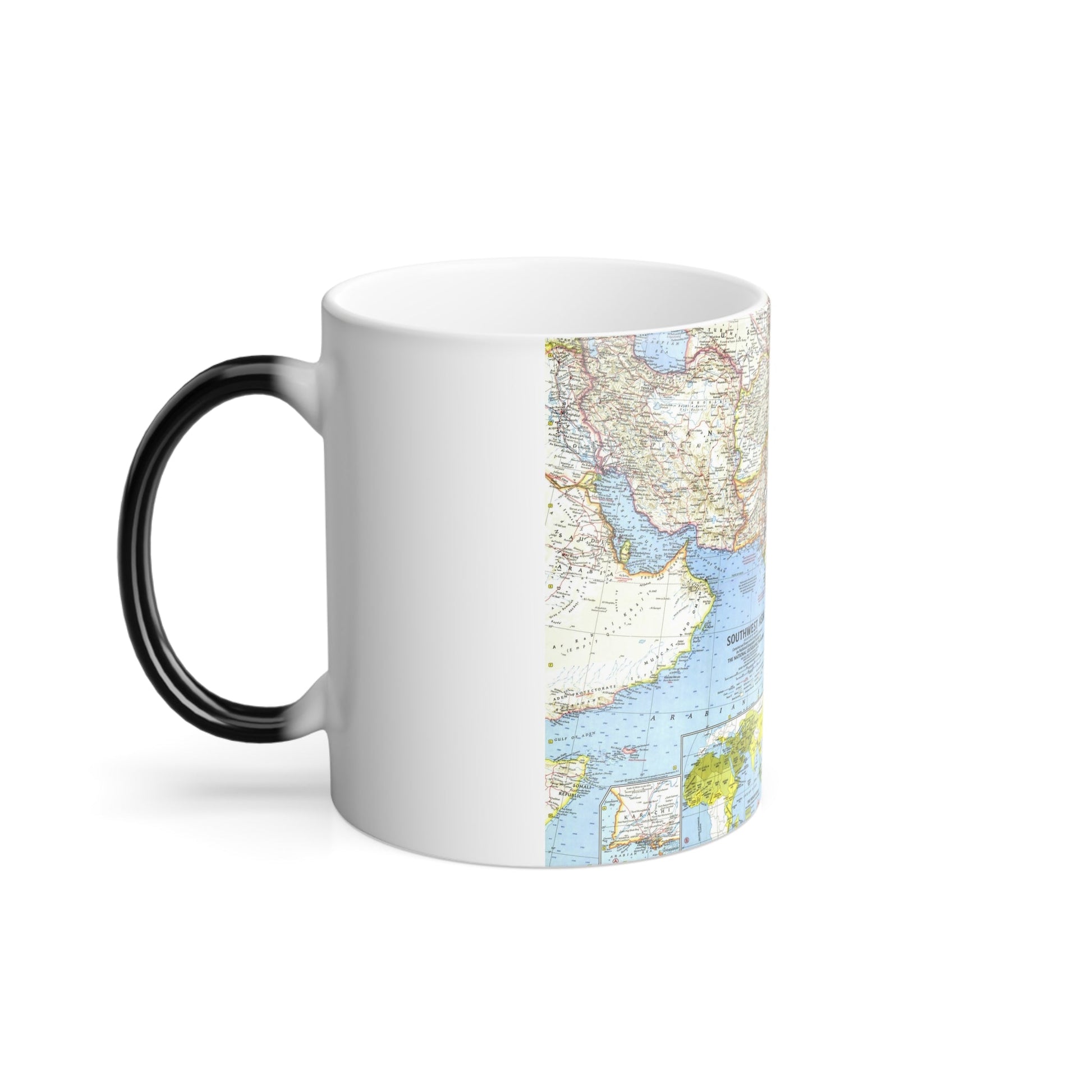 Asia - Southwest (1963) (Map) Color Changing Mug 11oz-11oz-The Sticker Space