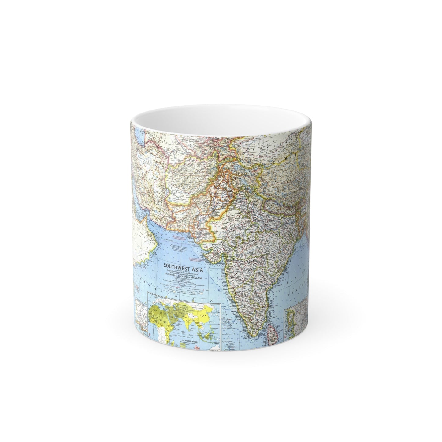 Asia - Southwest (1963) (Map) Color Changing Mug 11oz-11oz-The Sticker Space