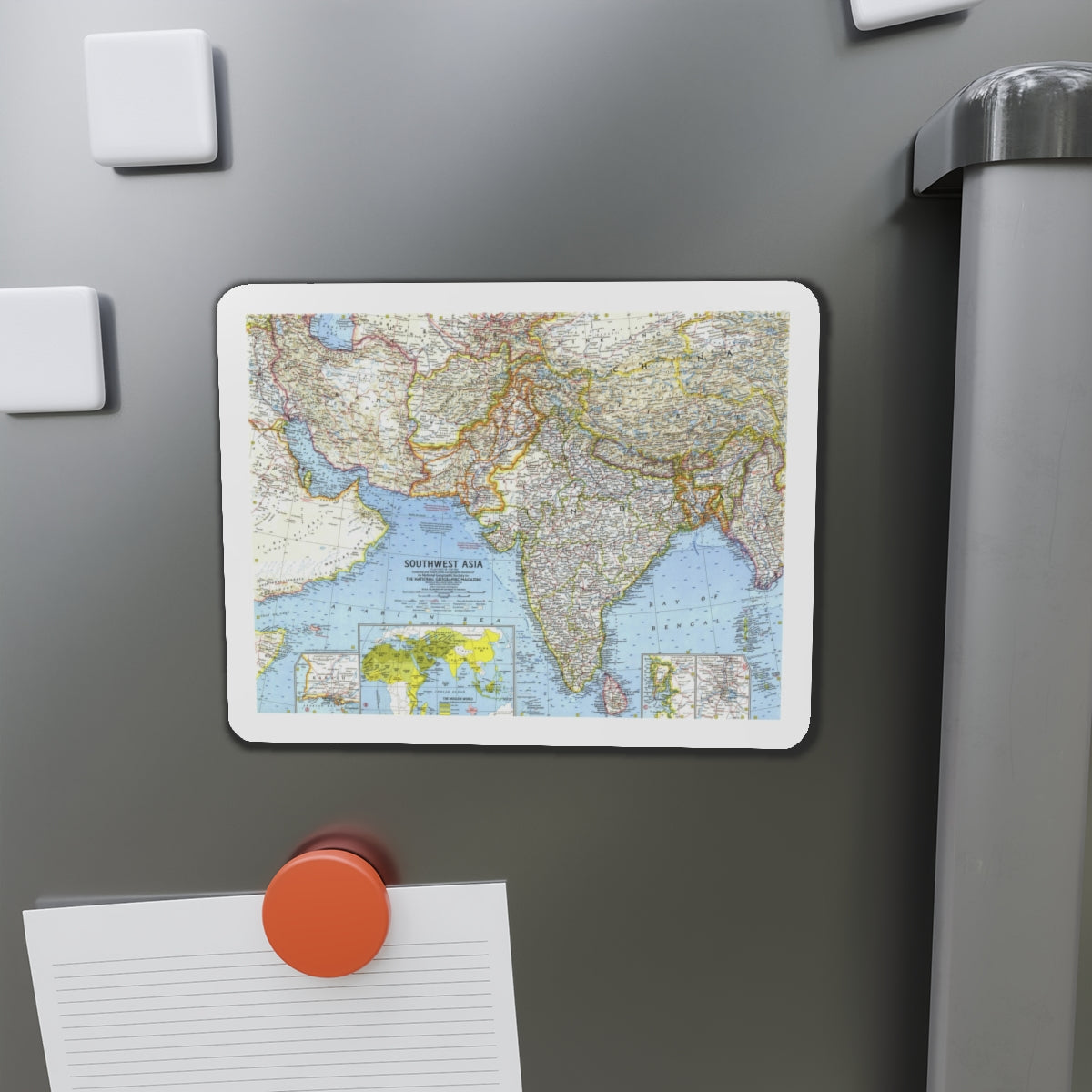 Asia - Southwest (1963) (Map) Refrigerator Magnet-The Sticker Space