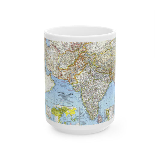 Asia - Southwest (1963) (Map) White Coffee Mug-15oz-The Sticker Space