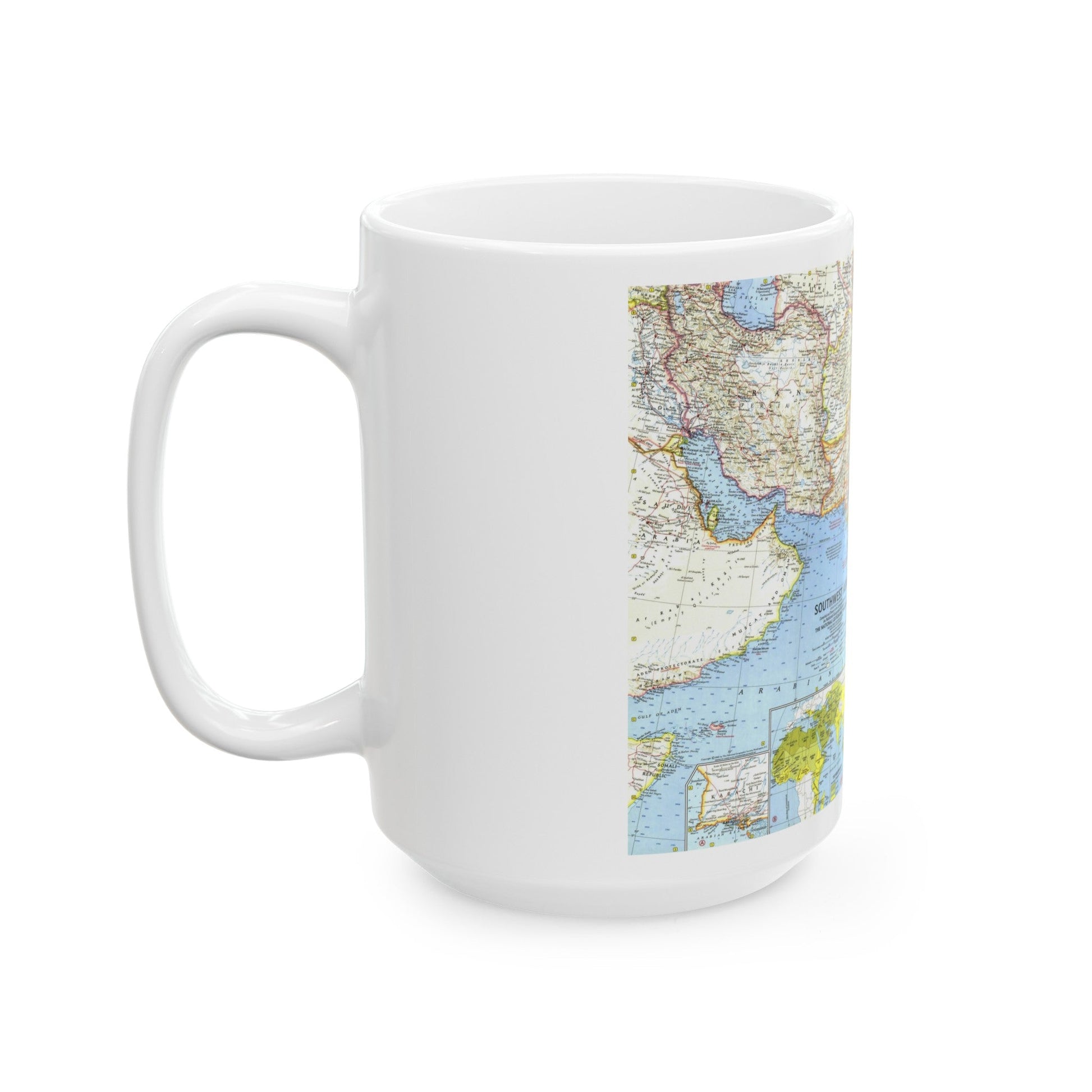 Asia - Southwest (1963) (Map) White Coffee Mug-The Sticker Space