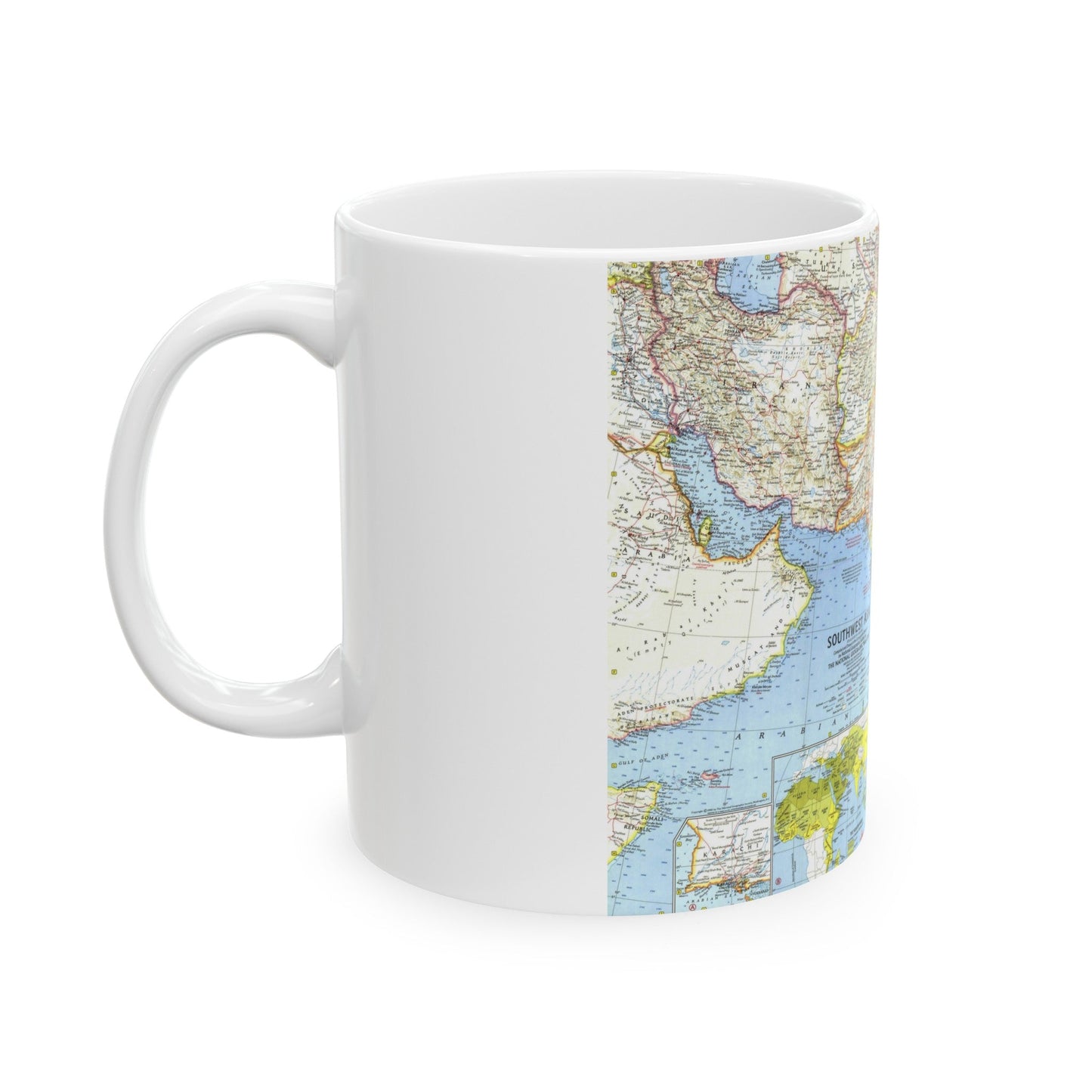 Asia - Southwest (1963) (Map) White Coffee Mug-The Sticker Space