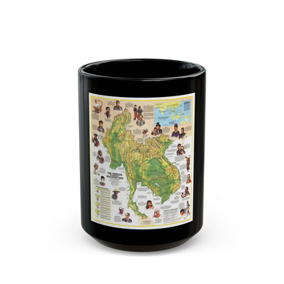 Asia - The Peoples of Mainland Southeast (1971) (Map) Black Coffee Mug-15oz-The Sticker Space