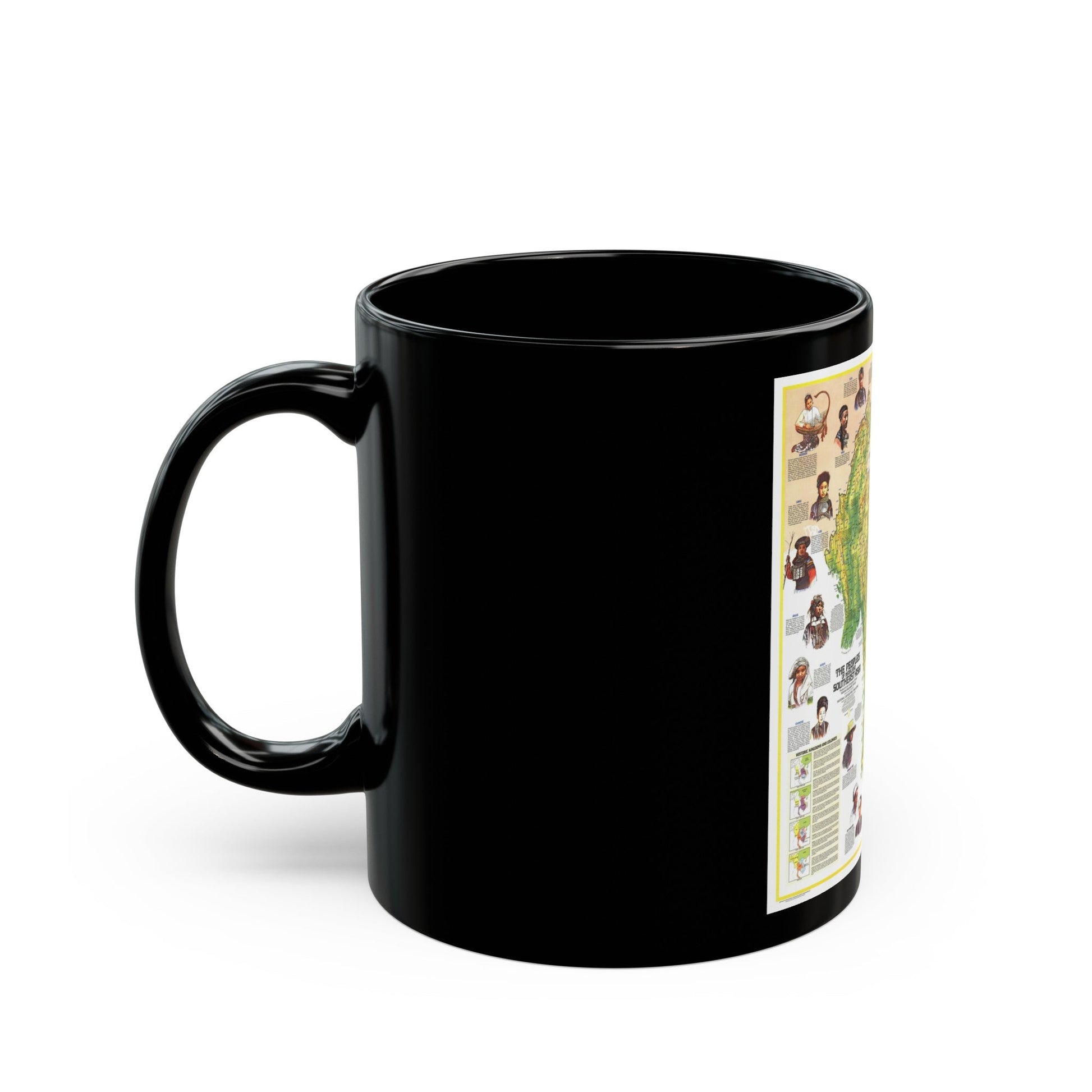 Asia - The Peoples of Mainland Southeast (1971) (Map) Black Coffee Mug-The Sticker Space