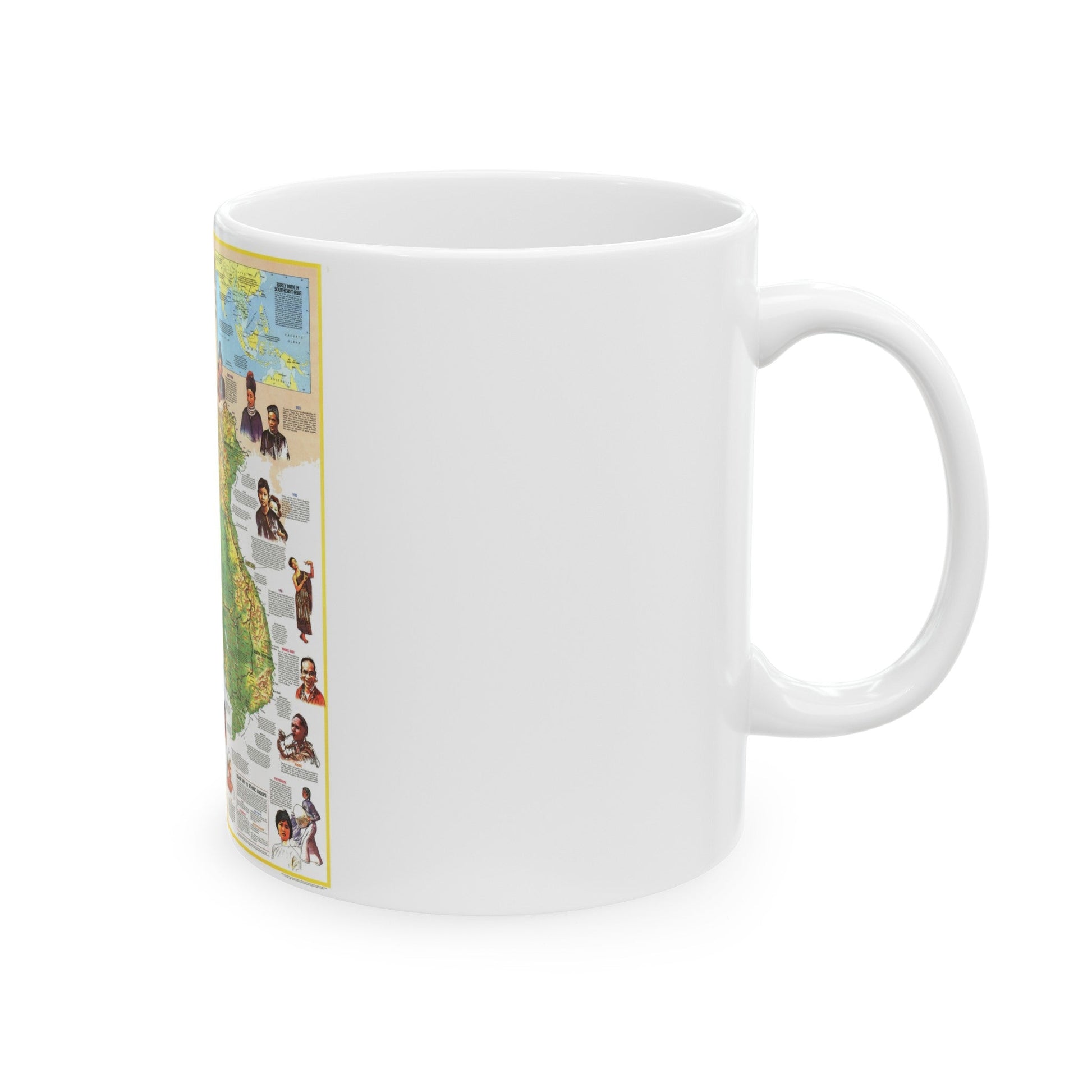 Asia - The Peoples of Mainland Southeast (1971) (Map) White Coffee Mug-The Sticker Space