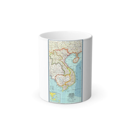 Asia - Viet Nam, Cambodia, Laos (1965) (Map) Color Changing Mug 11oz-11oz-The Sticker Space