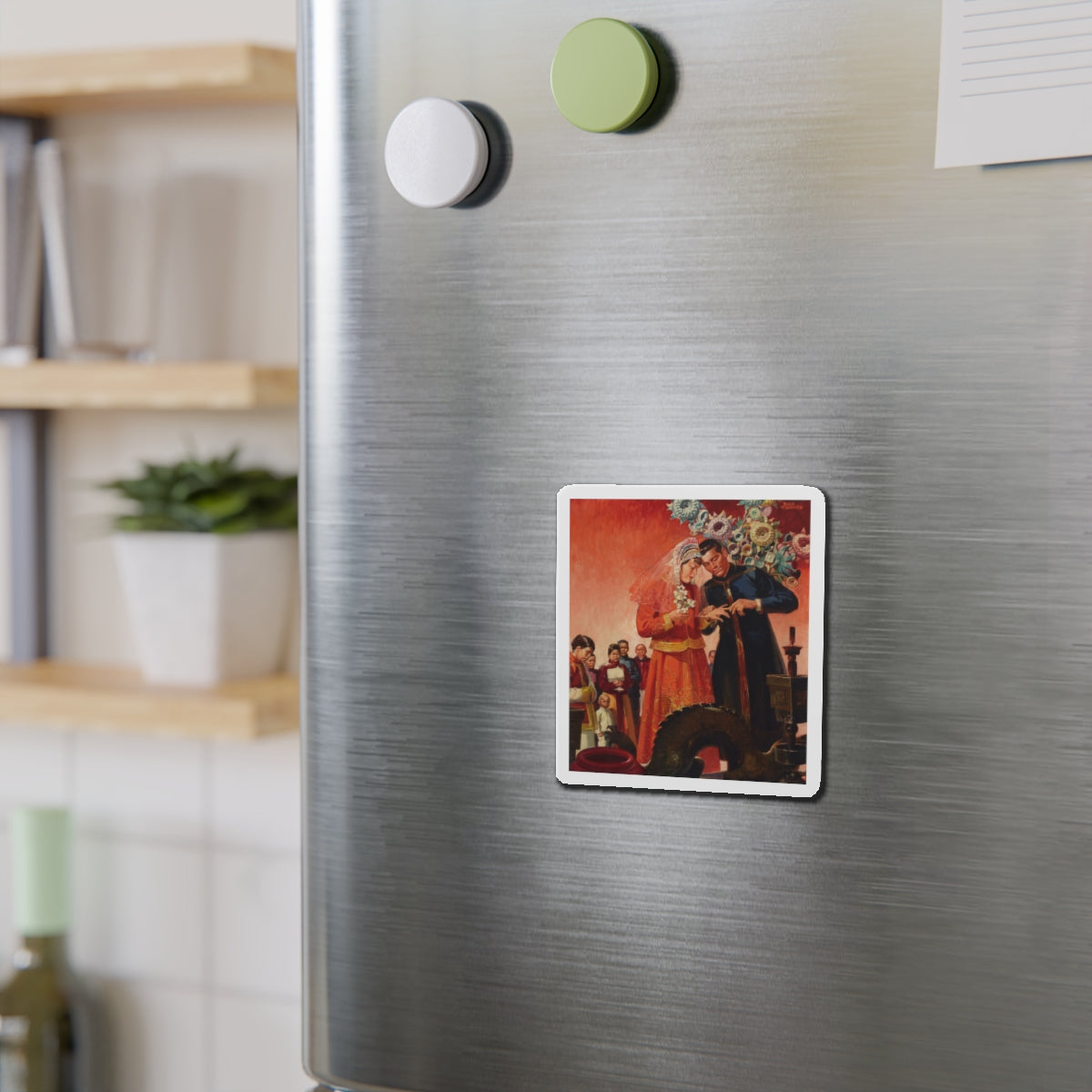 Asian Wedding (Magazine Illustration) Refrigerator Magnet-The Sticker Space