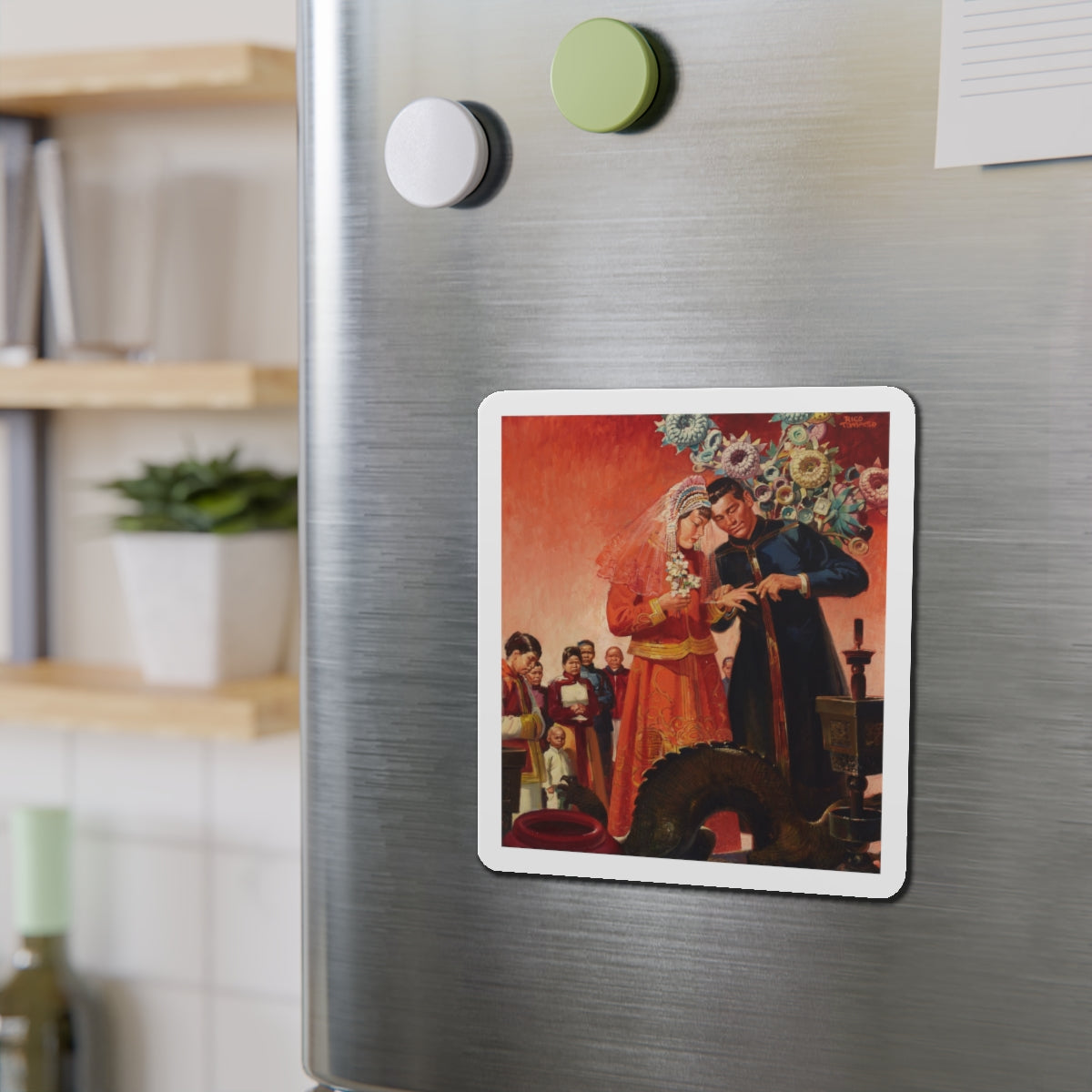 Asian Wedding (Magazine Illustration) Refrigerator Magnet-The Sticker Space