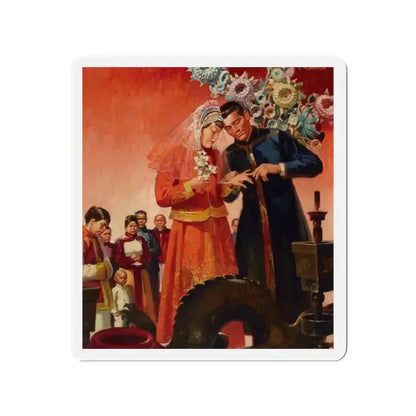 Asian Wedding (Magazine Illustration) Refrigerator Magnet 2 Inch Die-Cut - The Sticker Space