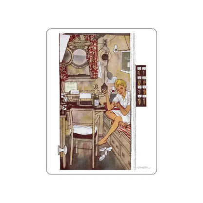 Asleep In The Deep (2), Cosmopolitan, February 1958 (Magazine Illustration) STICKER Vinyl Die-Cut Decal White Die-Cut 5 Inch - The Sticker Space