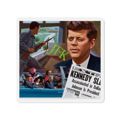 Assassination of John F. Kennedy, October 1980 (Magazine Illustration) Refrigerator Magnet-2" x 2"-The Sticker Space