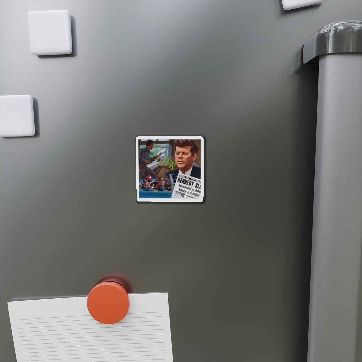 Assassination of John F. Kennedy, October 1980 (Magazine Illustration) Refrigerator Magnet-The Sticker Space