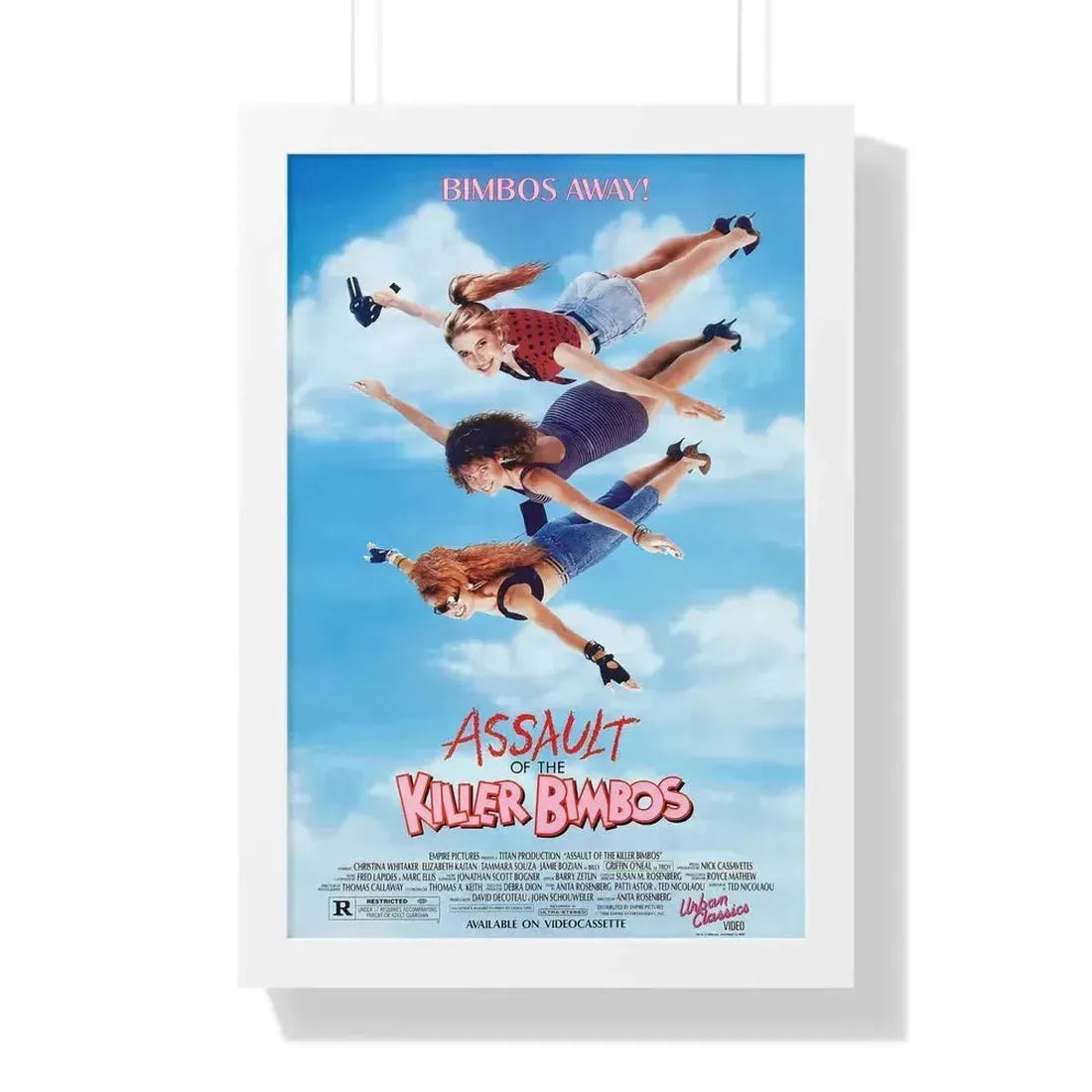 ASSAULT OF THE KILLER BIMBOS 1988 - Framed Movie Poster 16″ x 24″ White - The Sticker Space