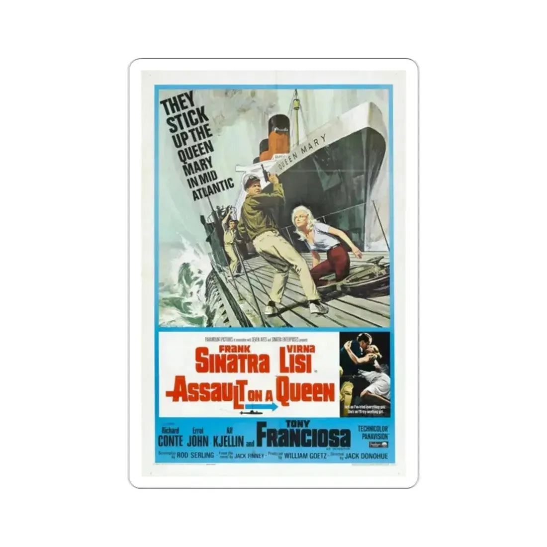 Assault on a Queen 1966 Movie Poster STICKER Vinyl Die-Cut Decal 2 Inch - The Sticker Space