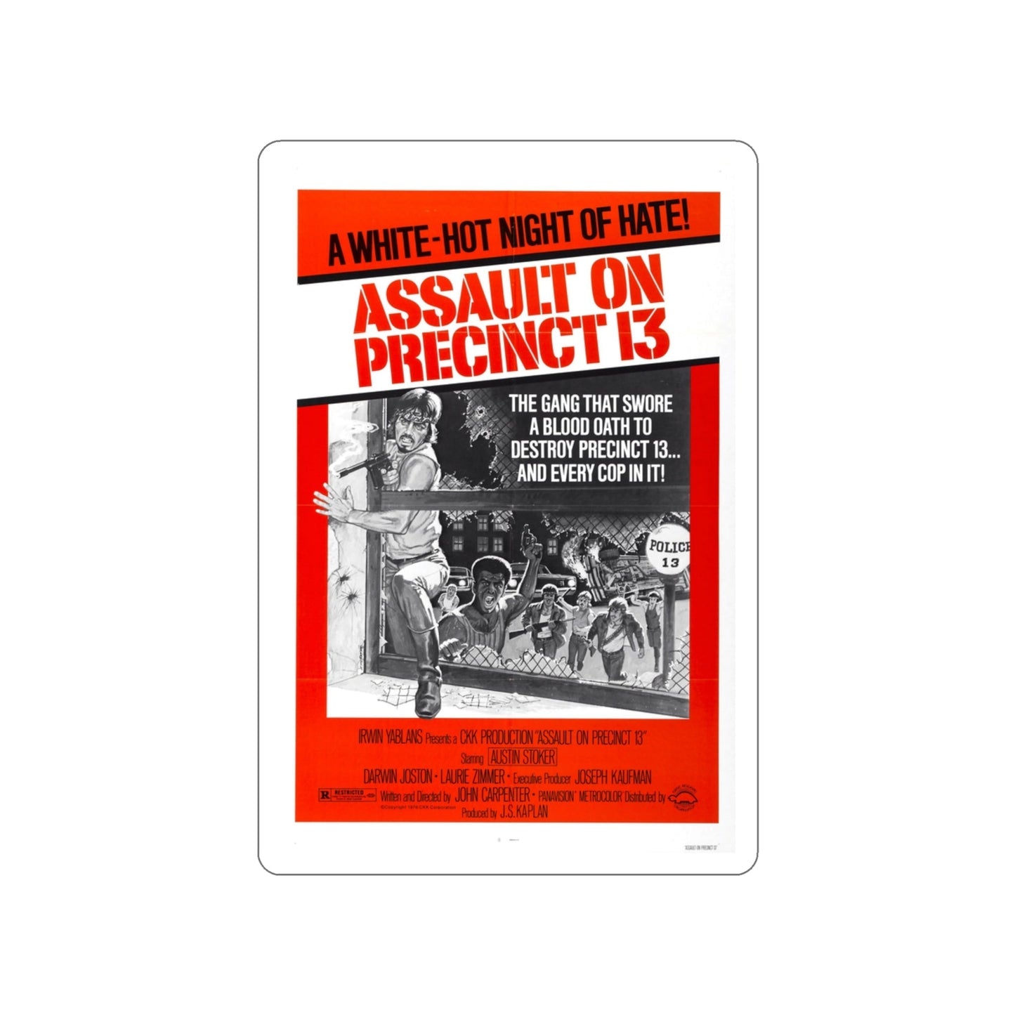 ASSAULT ON PRECINCT 13 1976 Movie Poster STICKER Vinyl Die-Cut Decal-3 Inch-The Sticker Space