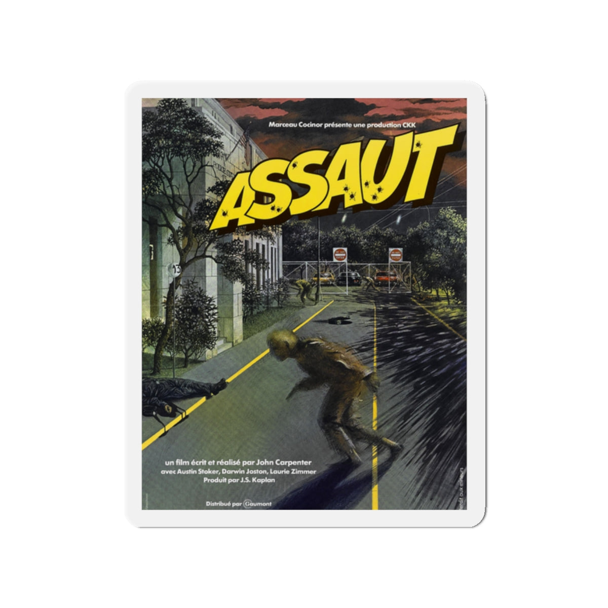 ASSAULT ON PRECINCT 13 (FRENCH) 1976 Movie Poster - Die-Cut Magnet-2" x 2"-The Sticker Space