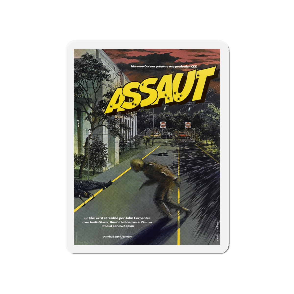 ASSAULT ON PRECINCT 13 (FRENCH) 1976 Movie Poster - Die-Cut Magnet-4" x 4"-The Sticker Space