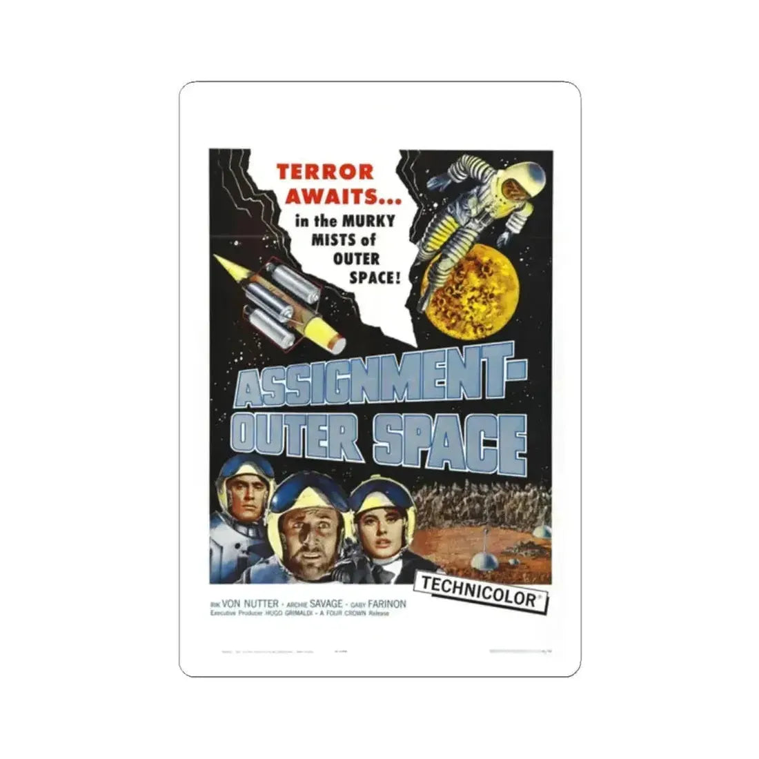 ASSIGNMENT OUTER SPACE 1960 Movie Poster - STICKER Vinyl Kiss-Cut Decal 2 Inch White - The Sticker Space