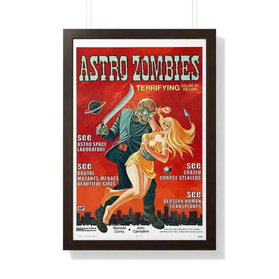 ASTRO ZOMBIES 1968 - Framed Movie Poster 20" x 30" Walnut - The Sticker Space