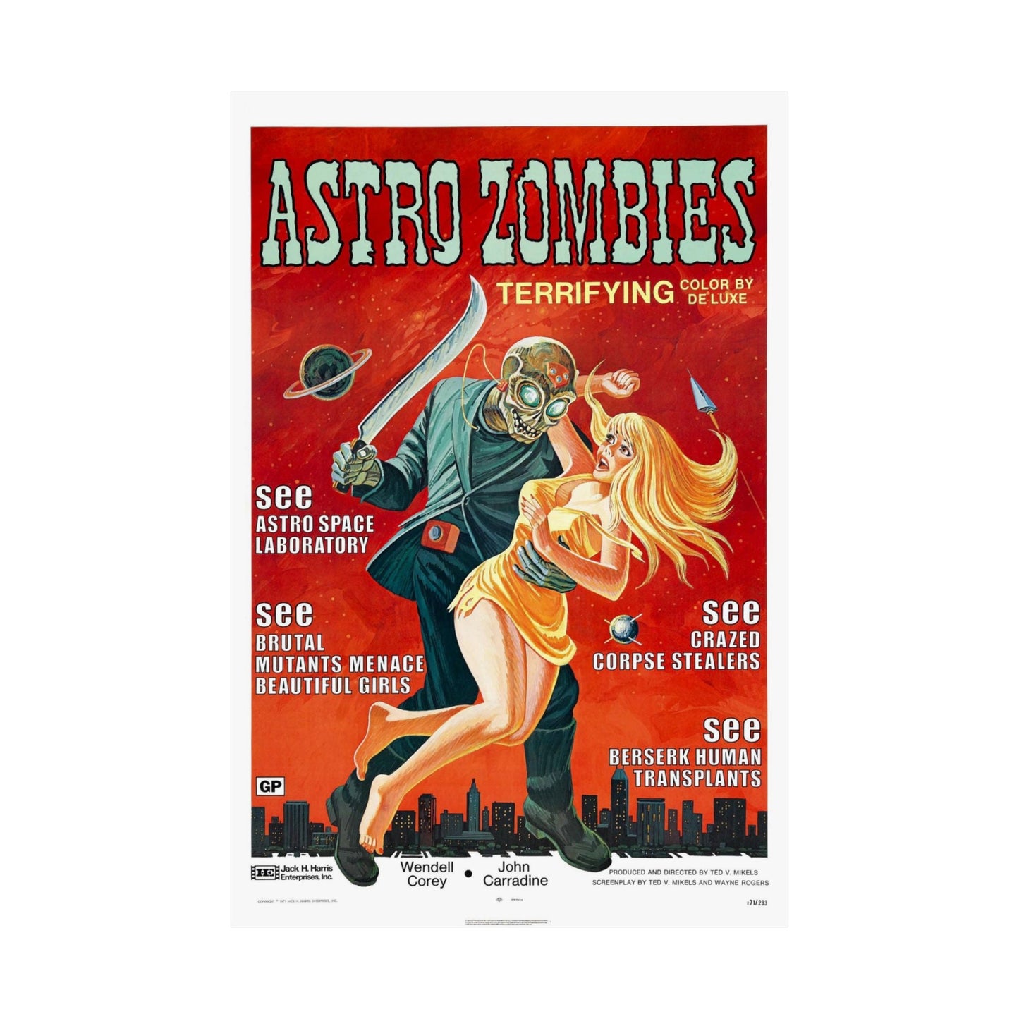 ASTRO ZOMBIES 1968 - Paper Movie Poster-The Sticker Space