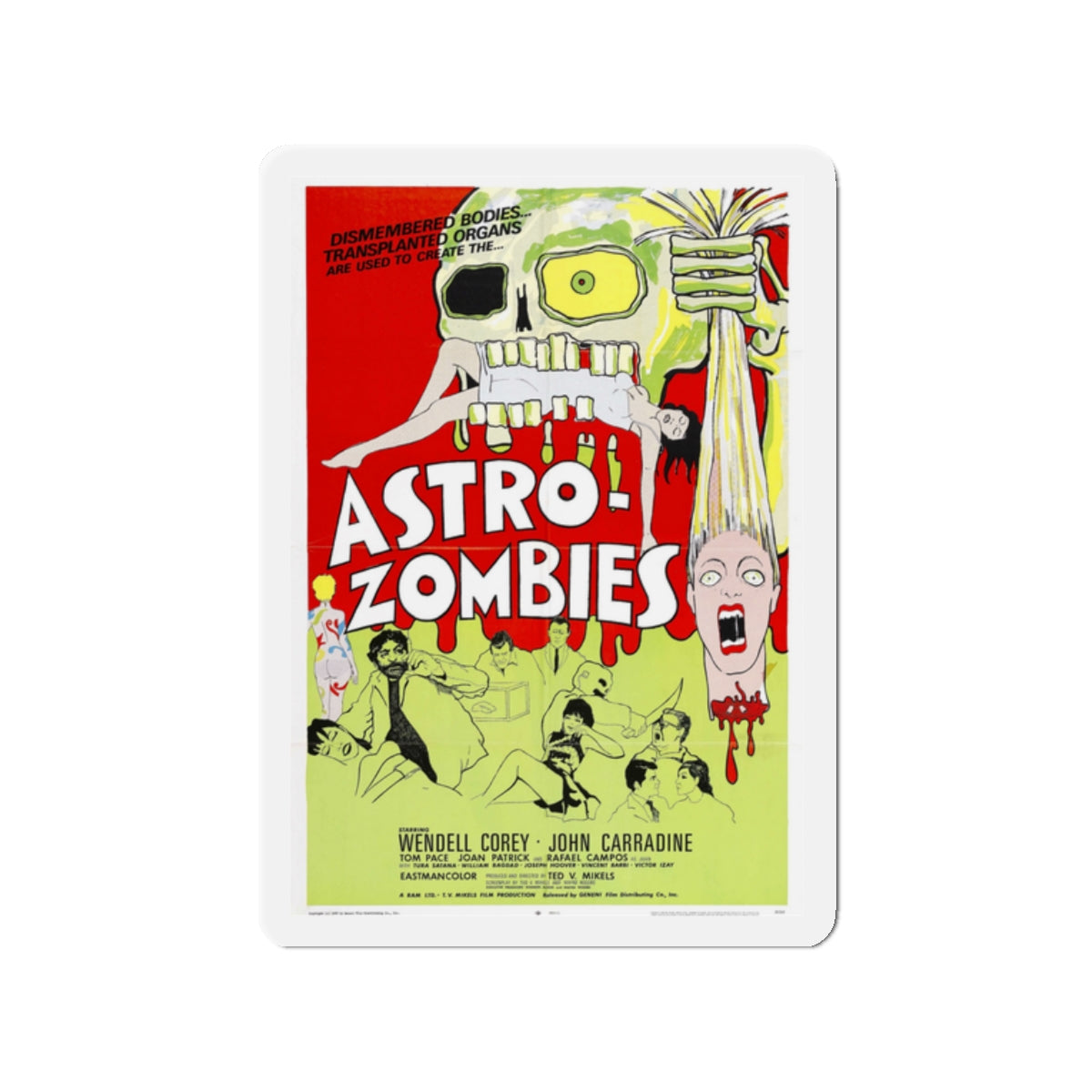 ASTRO ZOMBIES (2) 1968 Movie Poster - Die-Cut Magnet-2" x 2"-The Sticker Space