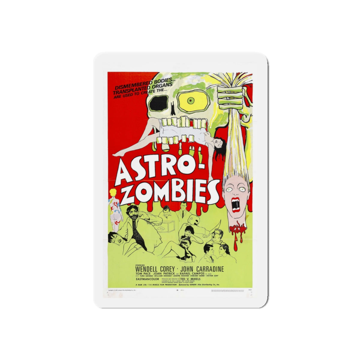 ASTRO ZOMBIES (2) 1968 Movie Poster - Die-Cut Magnet-5" x 5"-The Sticker Space