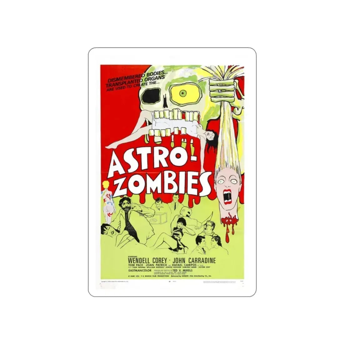 ASTRO ZOMBIES (2) 1968 Movie Poster STICKER Vinyl Die-Cut Decal 2 Inch - The Sticker Space