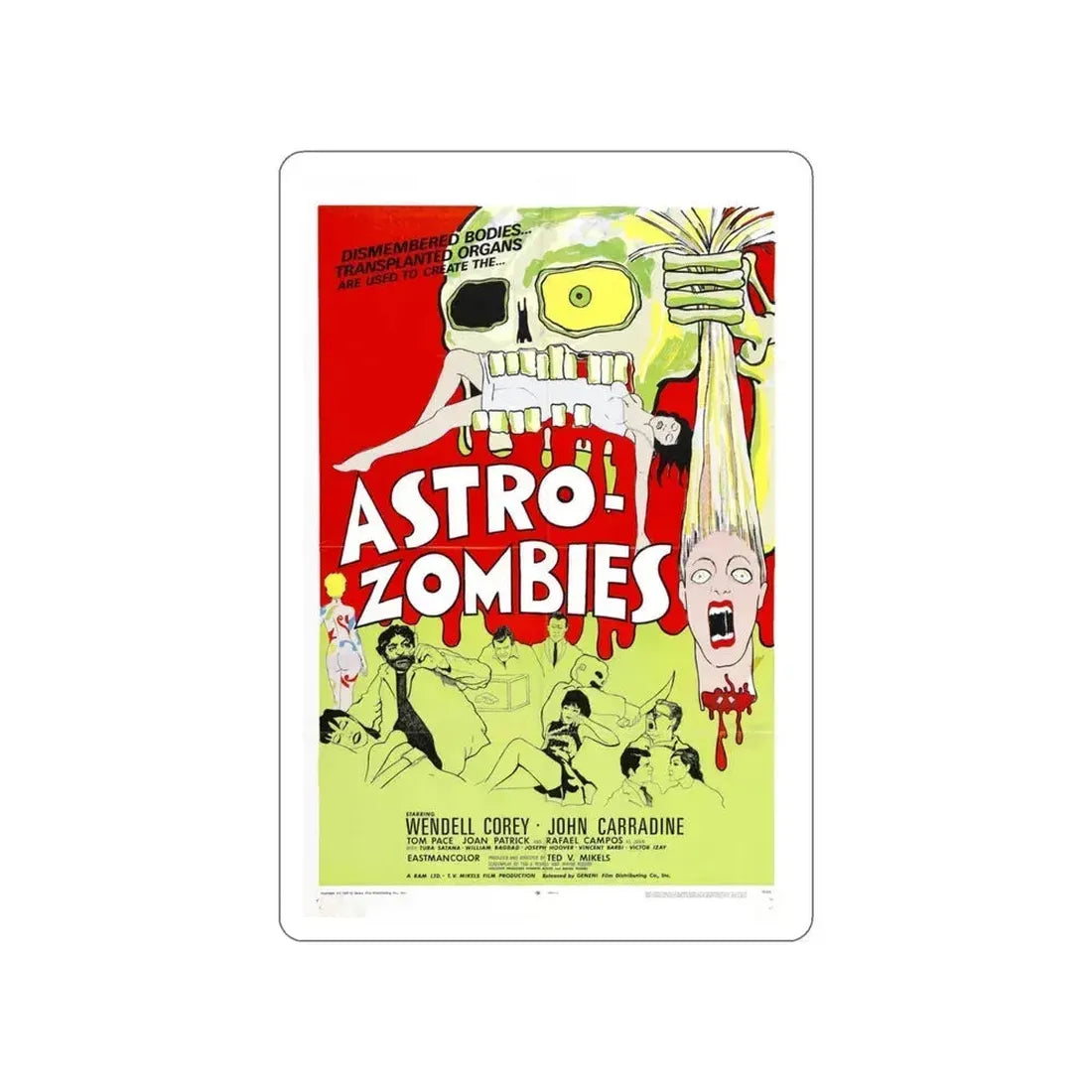 ASTRO ZOMBIES (2) 1968 Movie Poster STICKER Vinyl Die-Cut Decal 4 Inch - The Sticker Space