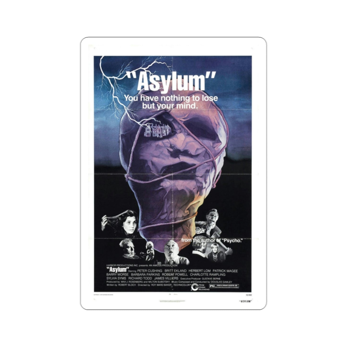 Asylum 1972 Movie Poster STICKER Vinyl Die-Cut Decal-2 Inch-The Sticker Space