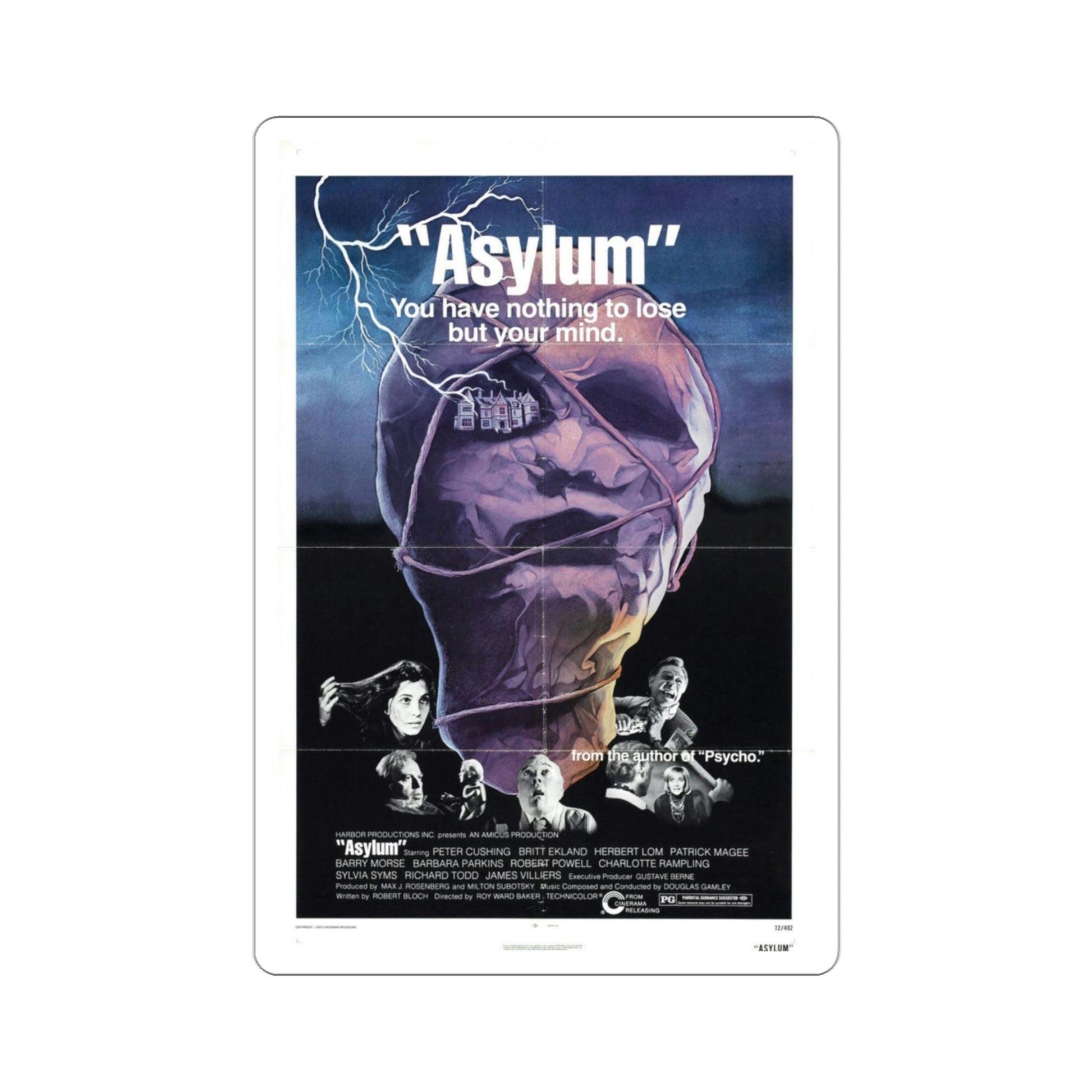 Asylum 1972 Movie Poster STICKER Vinyl Die-Cut Decal-3 Inch-The Sticker Space