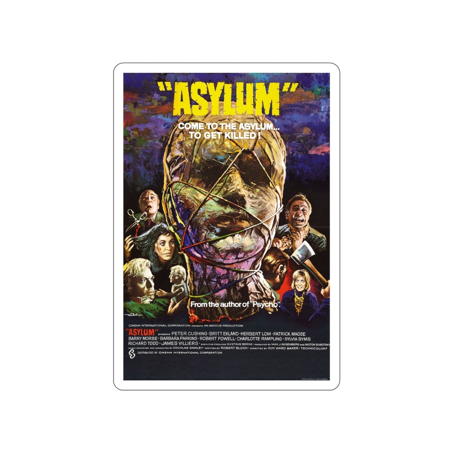 ASYLUM 1972 Movie Poster STICKER Vinyl Die-Cut Decal-5 Inch-The Sticker Space