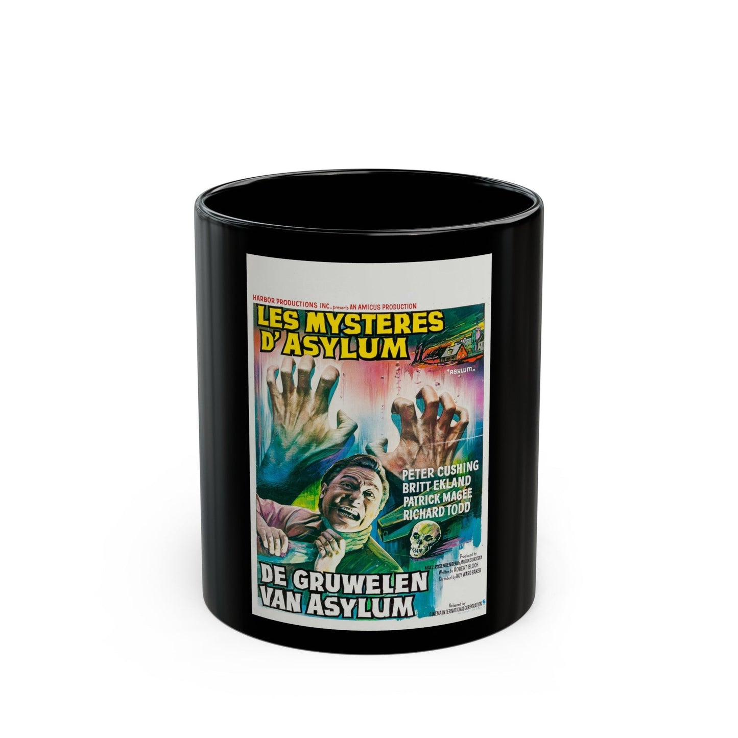 ASYLUM (BELGIAN) 1972 Movie Poster - Black Coffee Mug-11oz-The Sticker Space